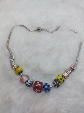 Agamo Tur. Vibrant Lampwork Glass Beads Necklace